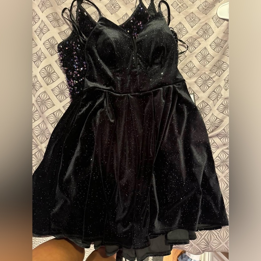 Macy's Black Velvet Sparkle Prom Dress